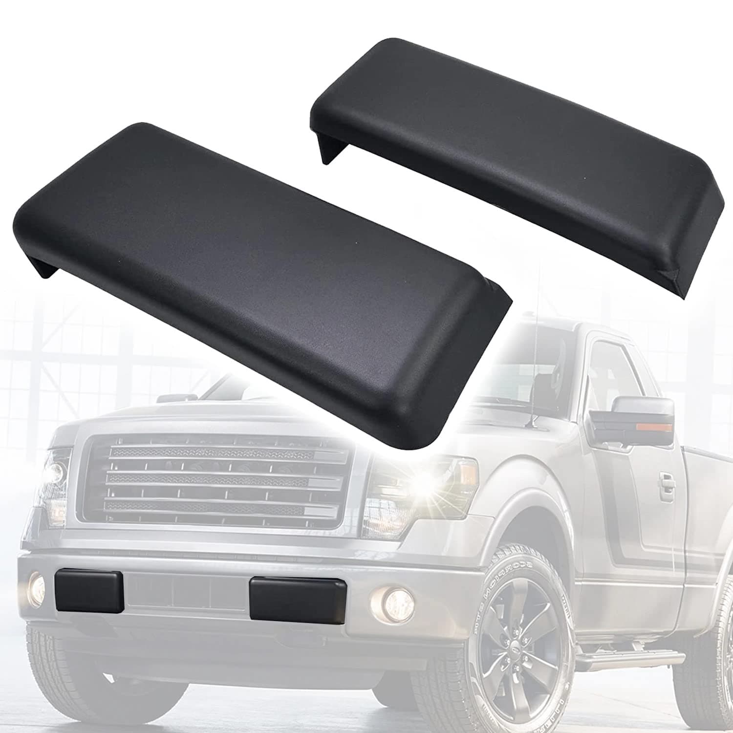 Front Bumper Pad 2009-2014 Compatible With Ford F-150 F150 Front Bumper Cover Trim (Set) Left Side And Passenger Side Front Bumper Guards Inserts Pads Caps Textured Black