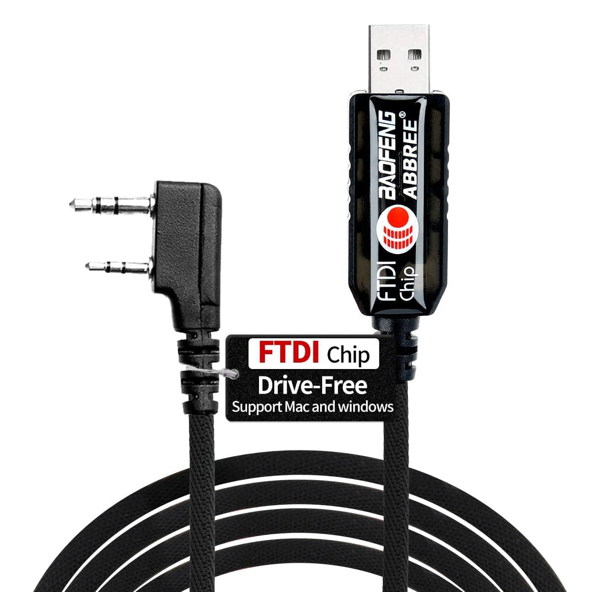 BAOFENG UV-5R FTDI USB Programming Cable for Ham Radio UV-5R Mini BF-F8HP 5RM UV-5G Plus K5PLUS DM32 UV32 AR-152 GM-15PRO GM21 BF-888S,Support Windows,Mac,Ubuntu OS