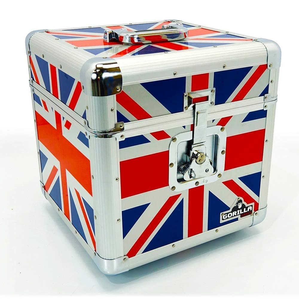 Gorilla 12" LP Vinyl Record Storage Box Flight Carry Case Holds 100pcs Union Jack