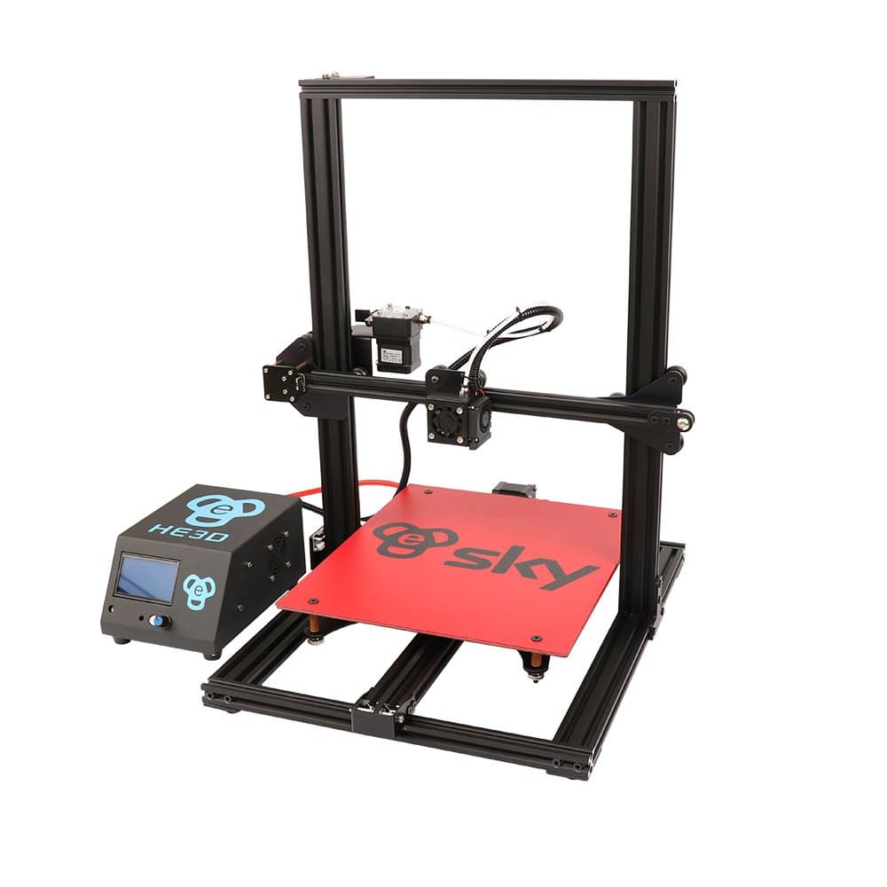HE3D Sky pre-Assembled DIY 3D Printer 110V Full Aluminium Frame with Titan Extruder 300X300X400 Large Printing Size, Free to Upgrade Dual extruders