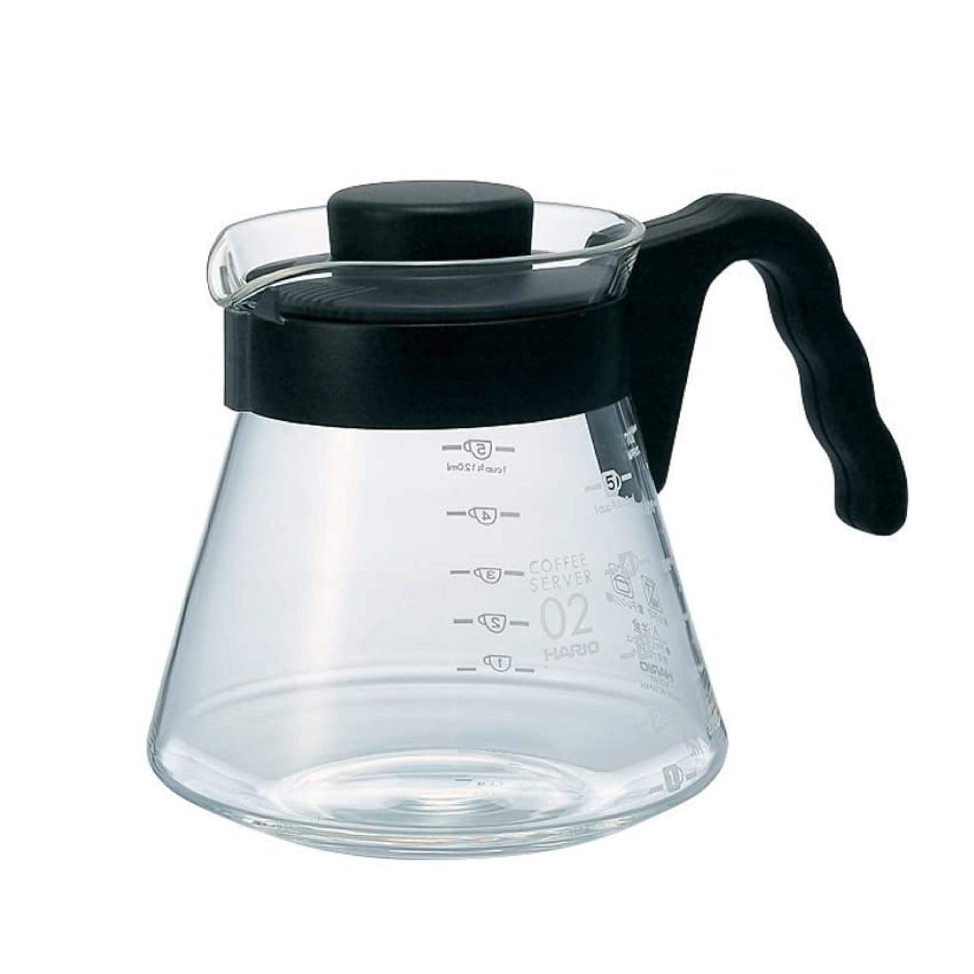 V60 Glass Coffee Server, 700ml, Black