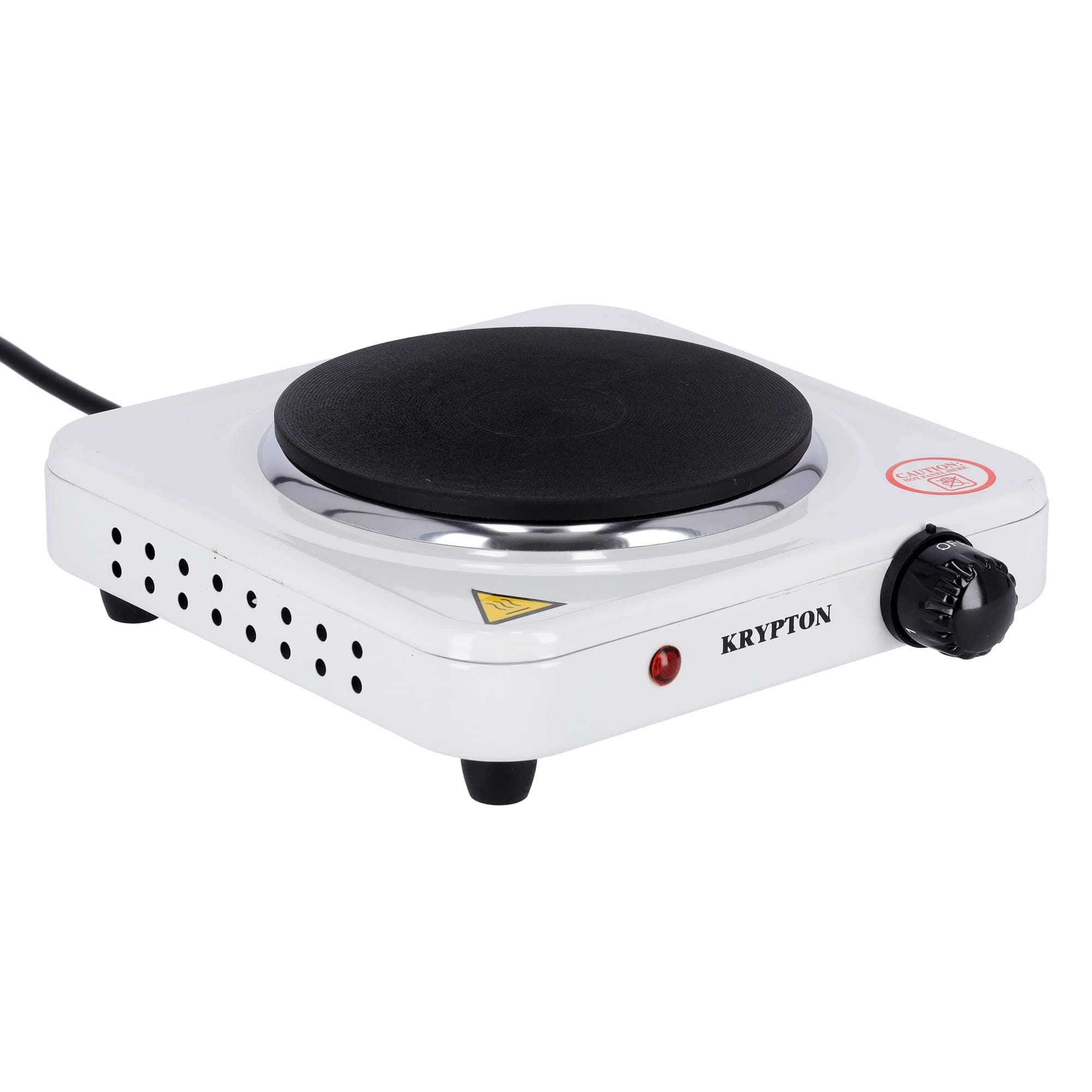 Krypton Single Solid Hot Plate, 1000W, White
