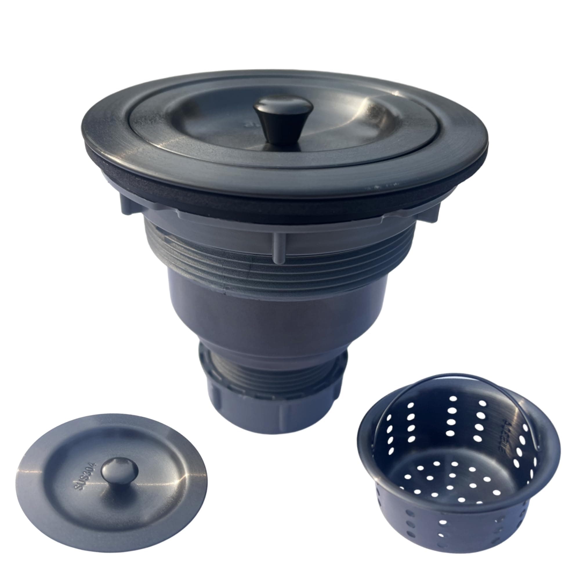 Lynnado Sink Strainer Kitchen Sink Drain Assembly Kit 3-1/2 Inch with Kitchen Sink Drain Basket,304 Stainless Steel Sink Stopper & Cover Lid,Stainless Steel Matt Black