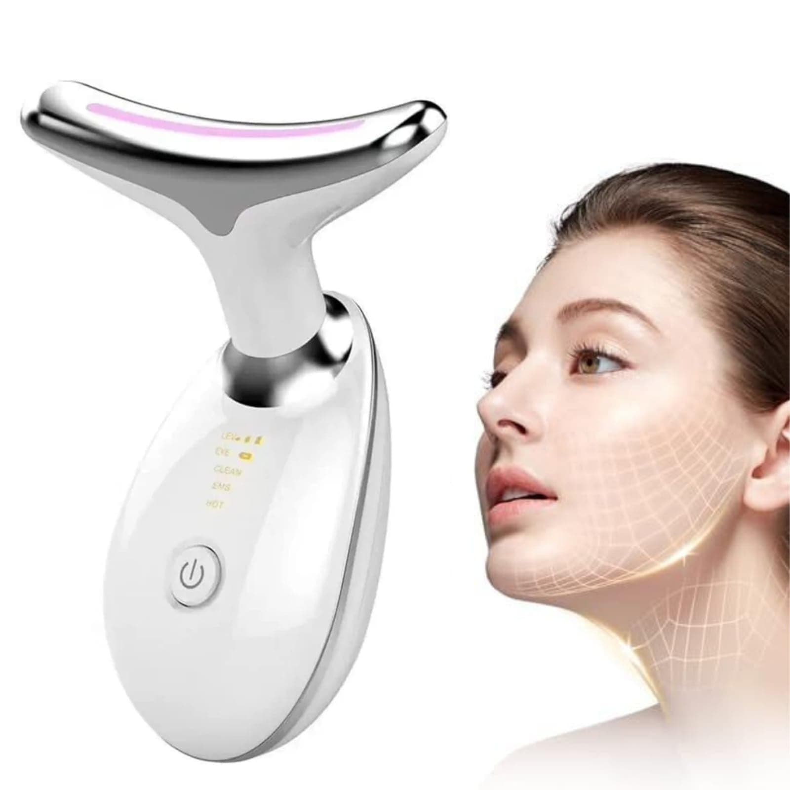 Face Massager, Anti-Wrinkle Face Device with 3 Modes 45°C for Skin Tightening & Neck Lifting, EMS Massage Face Toning & Firming Device for Women