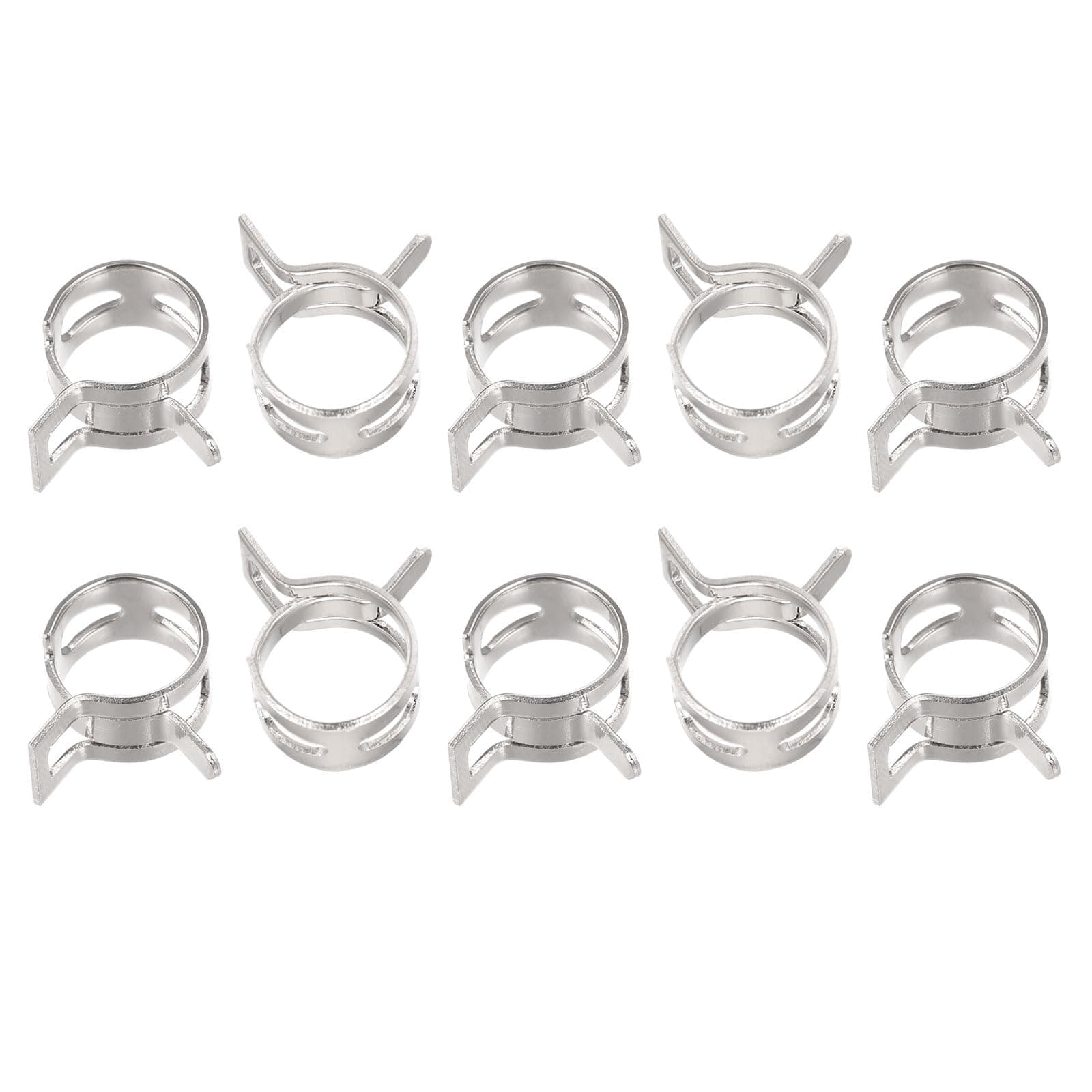 sourcing map 10pcs 11mm Spring Band Type Action Fuel/Silicone Vacuum Hose Pipe Clamp Low Pressure Air Clip Clamp, Nickel Plated