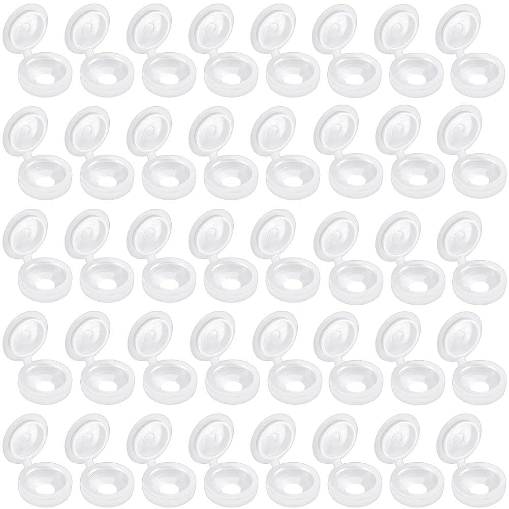 Thboxes100 Pcs Screw Cover Caps, 0.34 Inch Plastic Hinged Screw Covers, Snap on Replacement Screw Decorative Covers for M4 Screws（White)