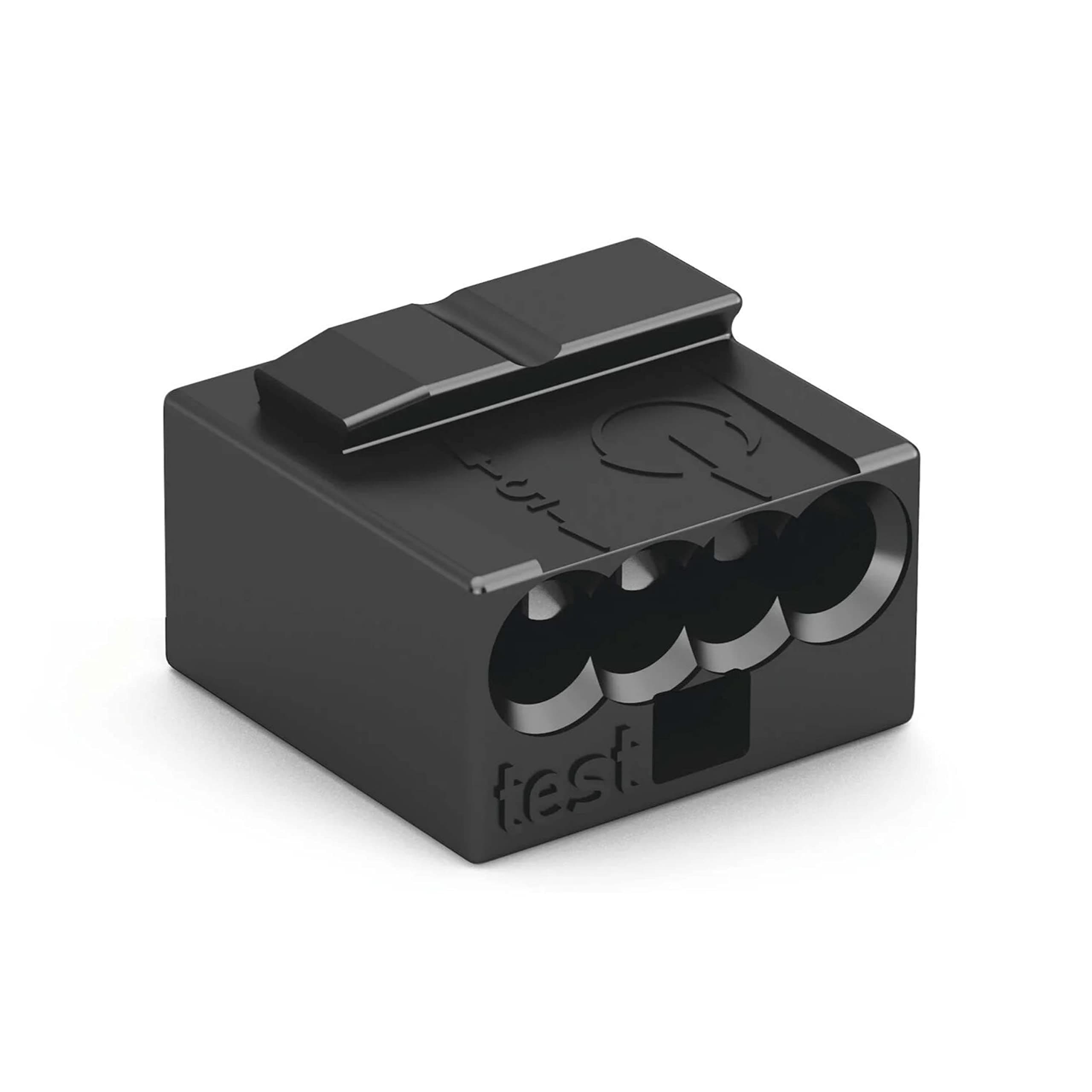 243-204 | WAGO Micro PUSHWIRE® | 4-Conductor Connector for Junction Boxes | AWG 22-18 Solid | Dark Gray | [Box of 100 Pieces]