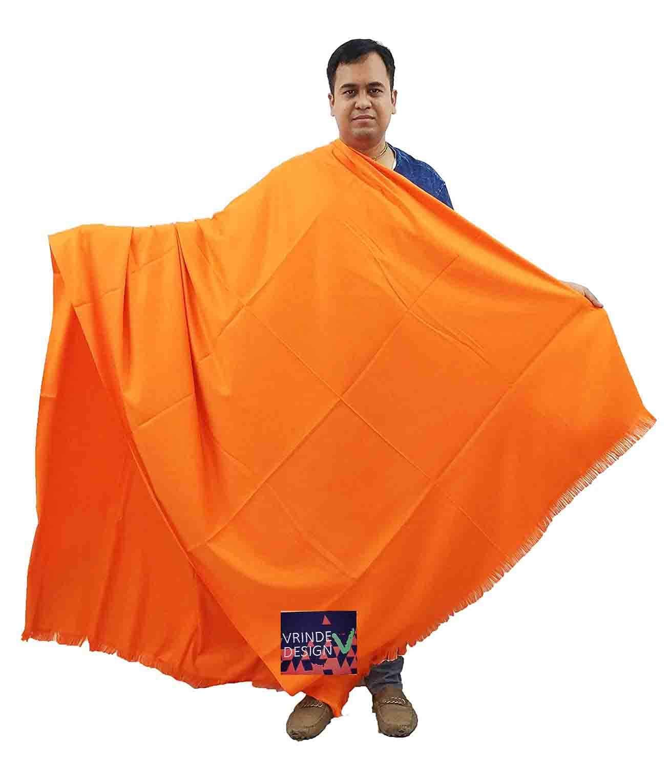 Vrinde Men's Pure Wool Solid Shawl (Orange , 274 X 137 cm)- SWL 201901