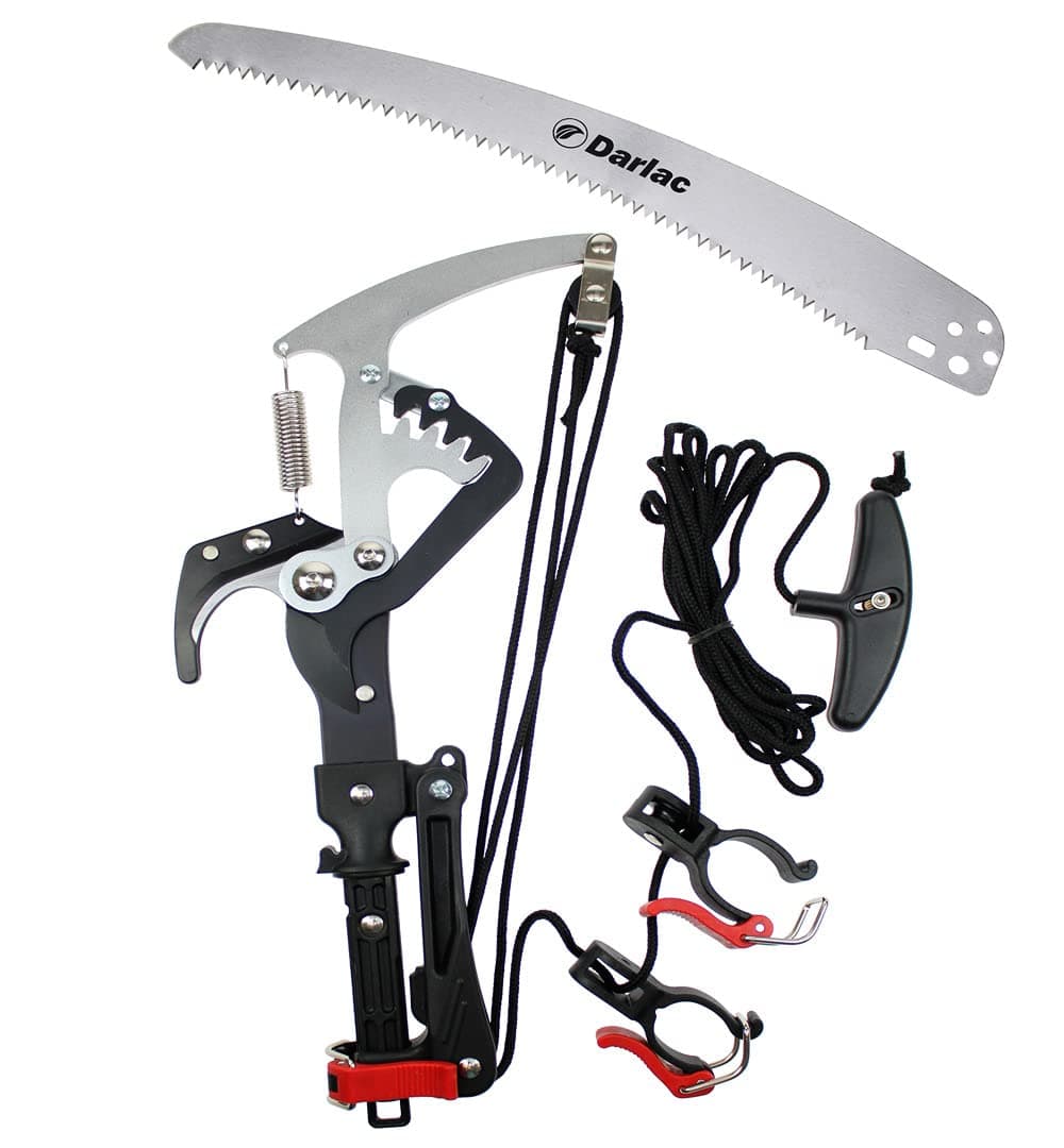 DarlacExpert Geared Bypass Tree Pruner – Pruning Scissors and Pruning Saw with Attachment for Extendable Pole – More Power with Less Effort