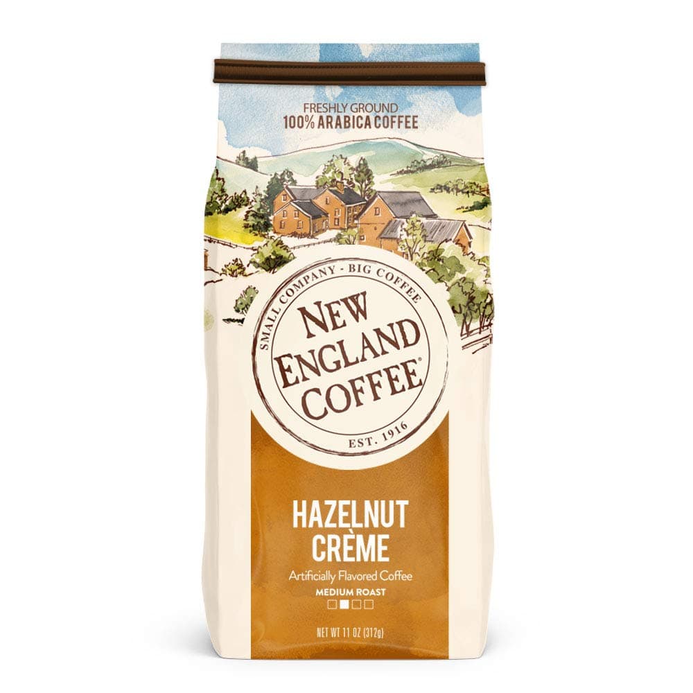 New England Coffee Hazelnut Creme Medium Roast Ground Coffee, 11oz Bag (Pack of 1)