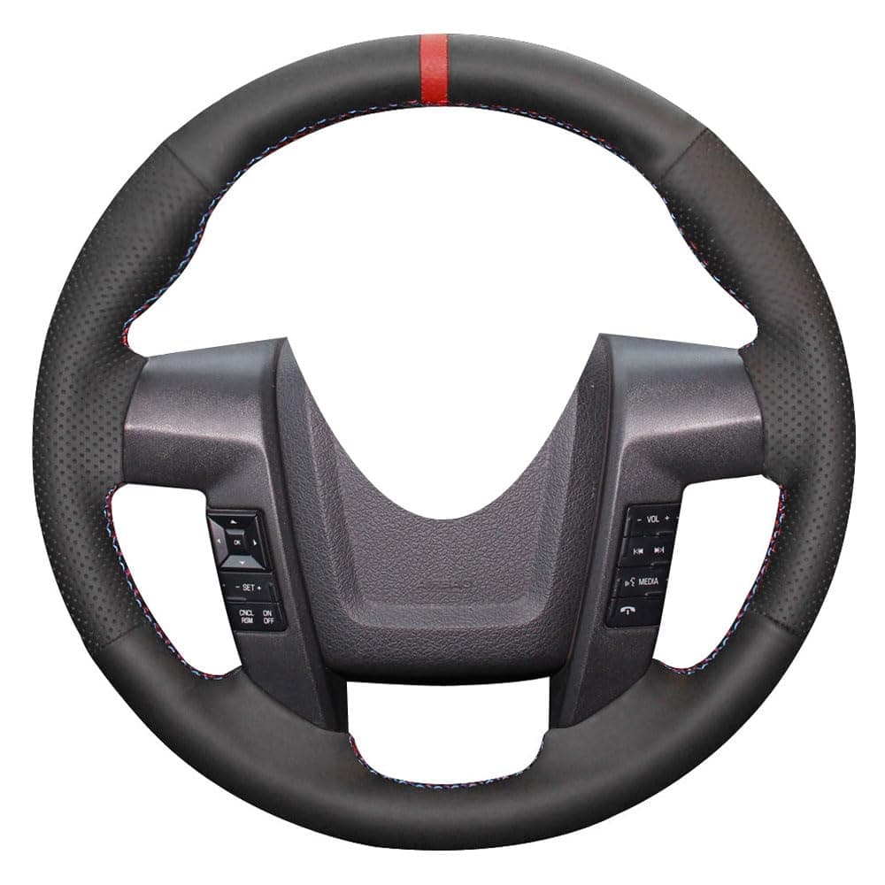 Eiseng DIY Stitch Customized Steering Wheel Covers for Ford F-150 F150 SVT Raptor 2010 2011 2012 2013 2014 Interior Accessories Sew Black Microfiber Leather (Red and Blue Thread)