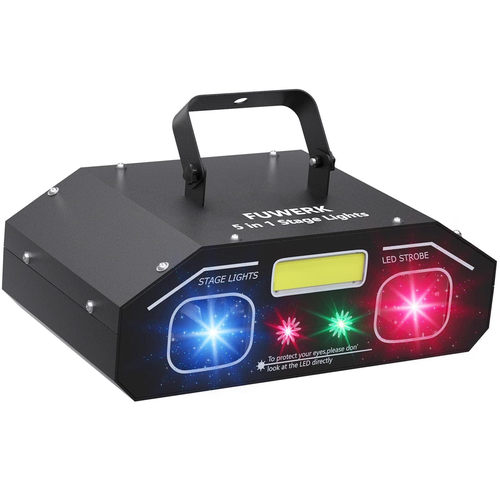 4 in 1 Mixed Effect Sound Activated DJ Stage Lights RGBW LED Pattern Lights Strobe Light by Remote and DMX Control for Dancing Club Disco Party Wedding Birthday Christmas(Black)