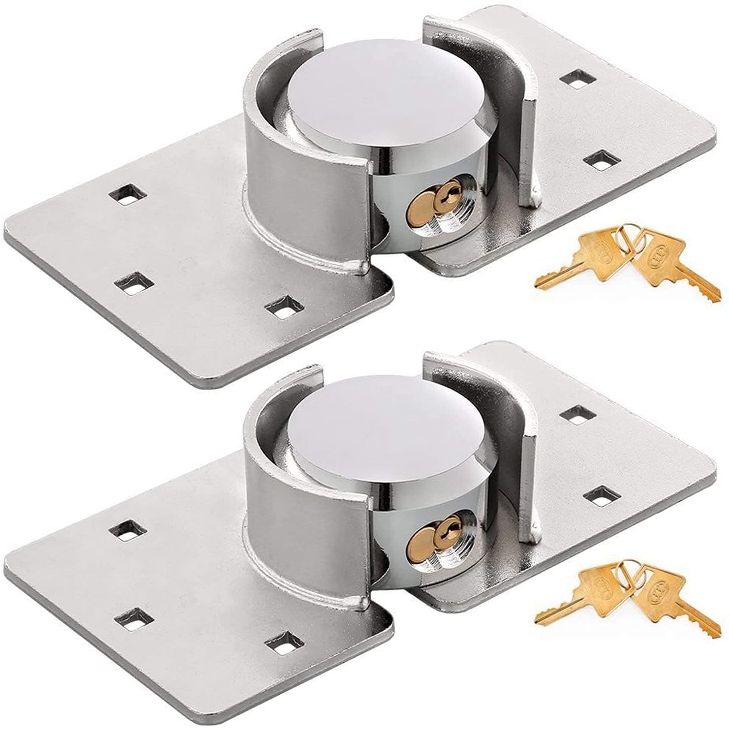 osea2 Pack Safety Van Padlock Heavy Duty Solid Steel Hasp 73MM Garage Shed Door Security Padlock Nut with 4 Key (2 Pack)