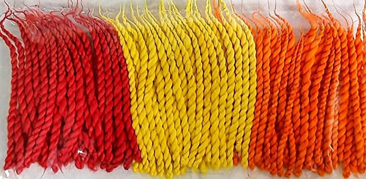 Hand-Made Colored Long Twisted Pure Cotton Wicks - Pack of 150 | Arti Navratri Special Lambi Diya Jyot Batti | Jot Wick | Deepam Vattulu Pooja Articles | Puja Aarti Rui Batti