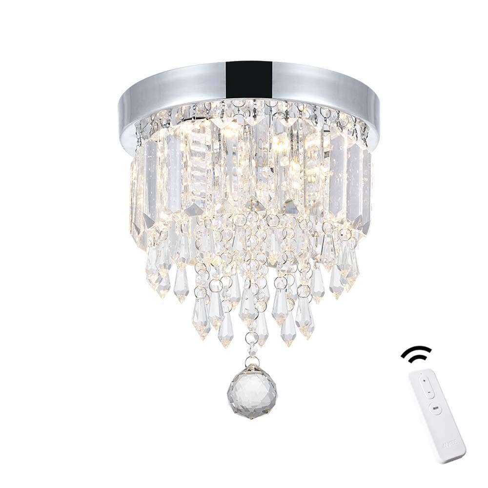 ANKEE Smart Ceiling Lights Work with Alexa and Google Assistant - Modern Flush Mount Ceiling Light no hub Required,Crystal Chandeliers with 3 Control Way:Phone,WiFi,Voice(8.7" D)