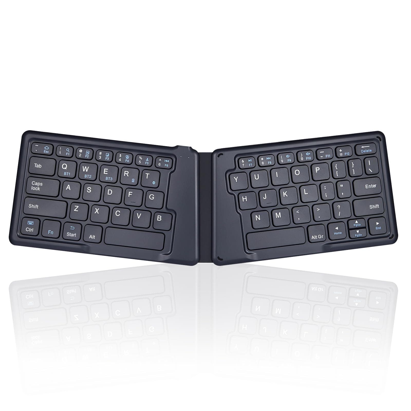 PERIBOARD-805E US, Wireless Foldable Ergonomic Bluetooth Keyboard, Ultra-Thin X Type Keys, Compatible with iOS, Android, or Windows Smartphone, Tablet, or Laptops, US English