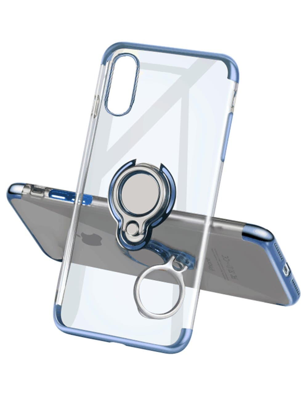 iPhone Xs Case iPhone X Case Clear Slim Fit Ultra Thin Cover with Grip Ring Holder Stand (360° Rotatable) and Magnetic Back for Car Mount, Protective Phone Case for iPhone Xs - Blue