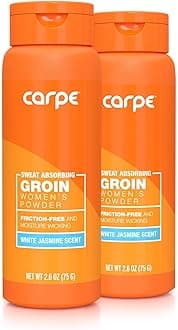 Carpe Sweatless Groin Powder (For Women) - Designed for Maximum Sweat - Mess and Rub Free, Stop Rubing - Talc Free Powder Women's Crotch Powder (Pack of 2)