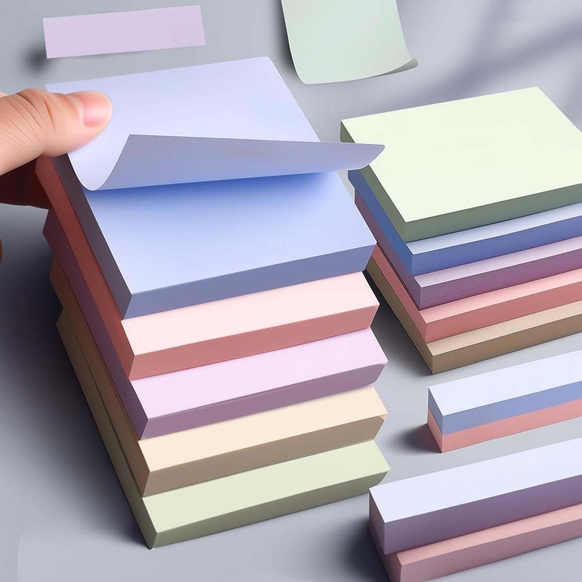 Sticky Notes Cube | 400 Sheets (4 Pastel Morandi Colors, 100 Sheets Each) | Self-Adhesive Memo Pads for Office, School, Study & Reminders | 7.6 x 7.6 cm