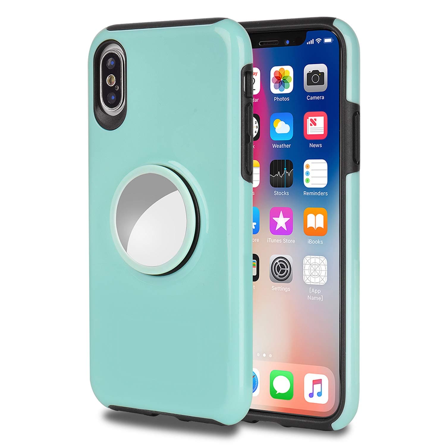 Misscase iPhone Xs/X/10 Case, Slim Shockproof Drop Protection 2 in 1 Hybrid Hard PC Covers Soft Rubber Bumper Protective Case with Kickstand [Fit Car Mount] for iPhone Xs/X/10 2018 5.8 inch Green