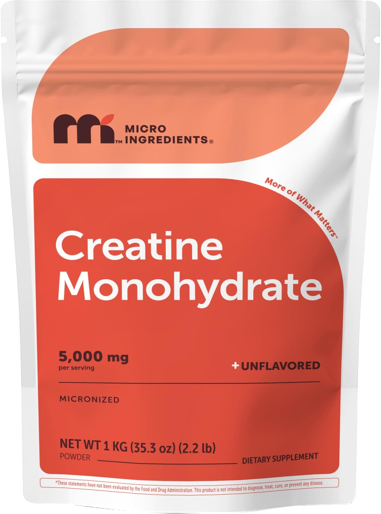 Creatine Monohydrate Powder 1 kg (2.2 Lbs), 5000mg Per Serv, Micronized Creatine Powder, Unflavored, No Filler, Keto & Vegan, Easy Dissolve, Pre Workout for Women & Men*