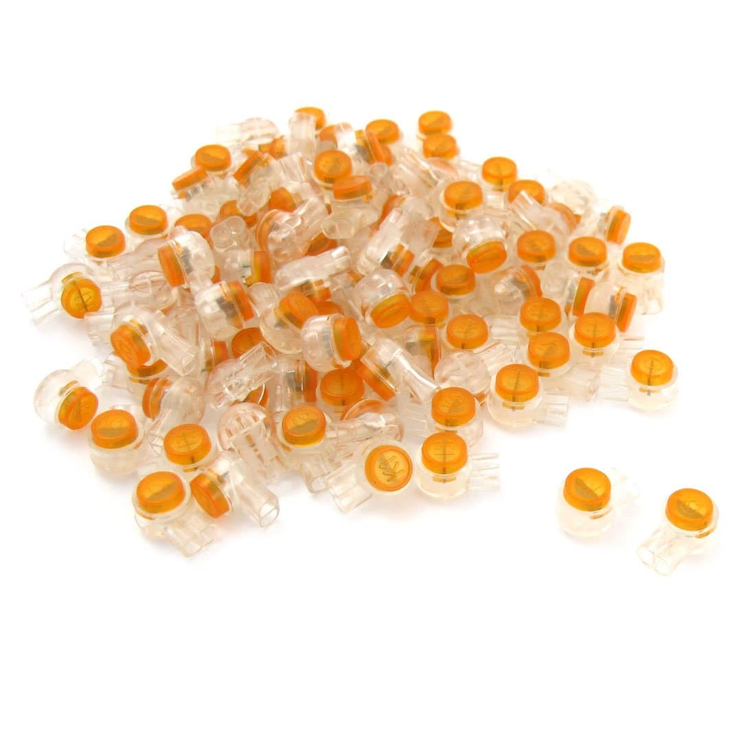 uxcell sourcingmap 100 x Air Tight Orange Clear Button Cable UY Butt Splice Connectors