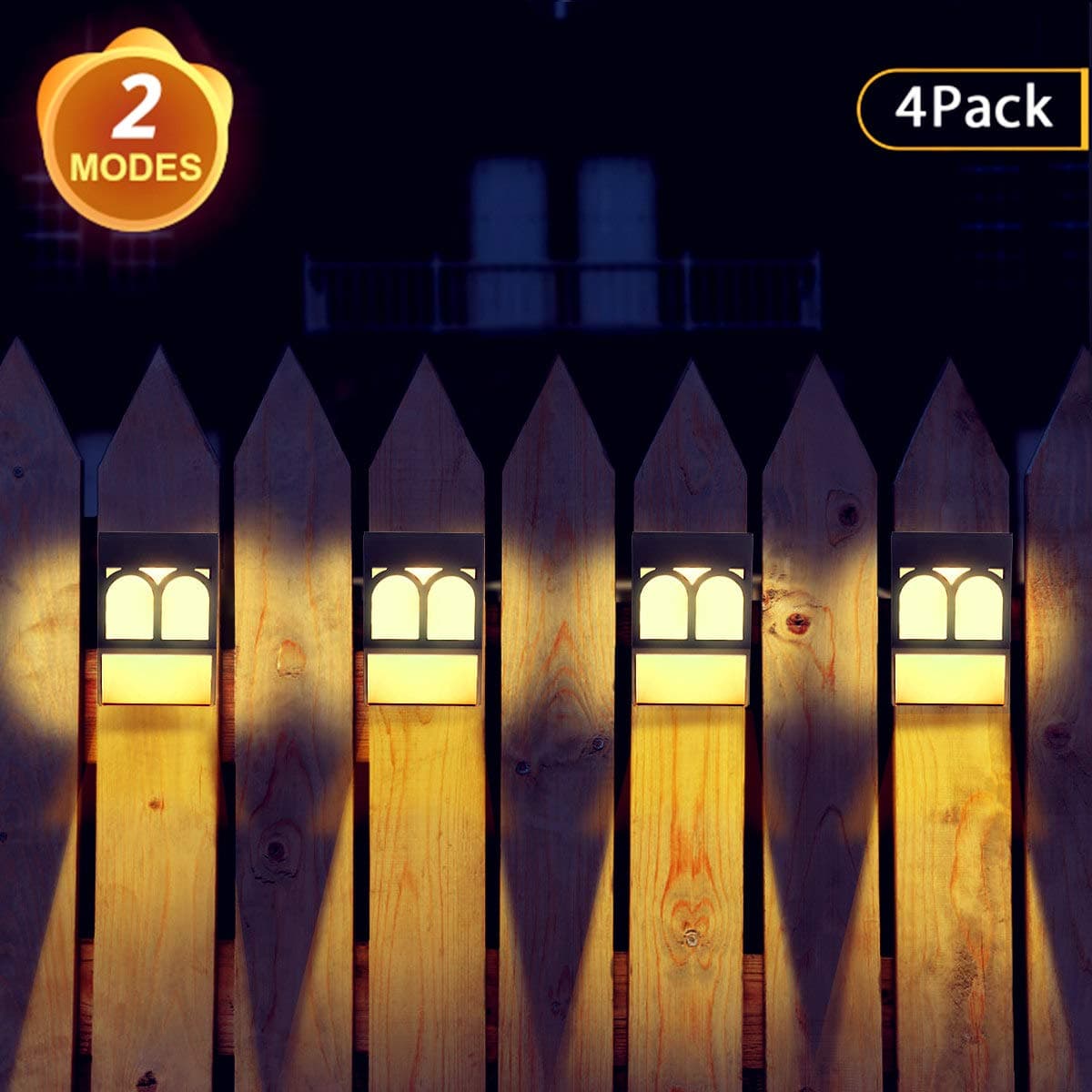 Greluna Solar LED Outdoor Lights - Wireless Waterproof Security Lighting for Deck, Fence, Patio, Front Door, Wall, Stair, Landscape, Yard and Driveway Path - Warm/Color Changing - 4 Pack