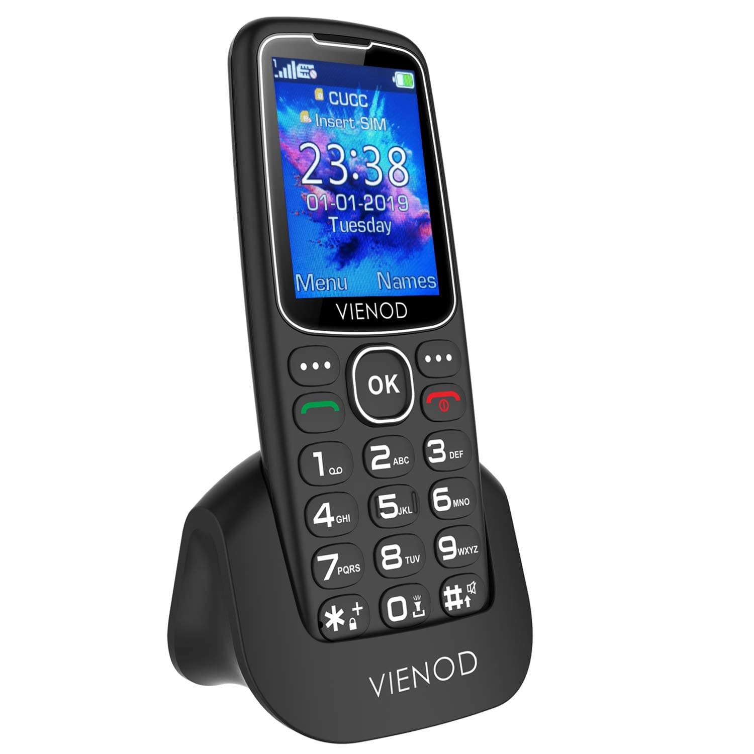 V206 Big Button Mobile Phone for Elderly, 2.4 Inch Large Screen, Unlocked Sim-Free Senior Mobile Phones with SOS Button, Talking Number and Camera - Black