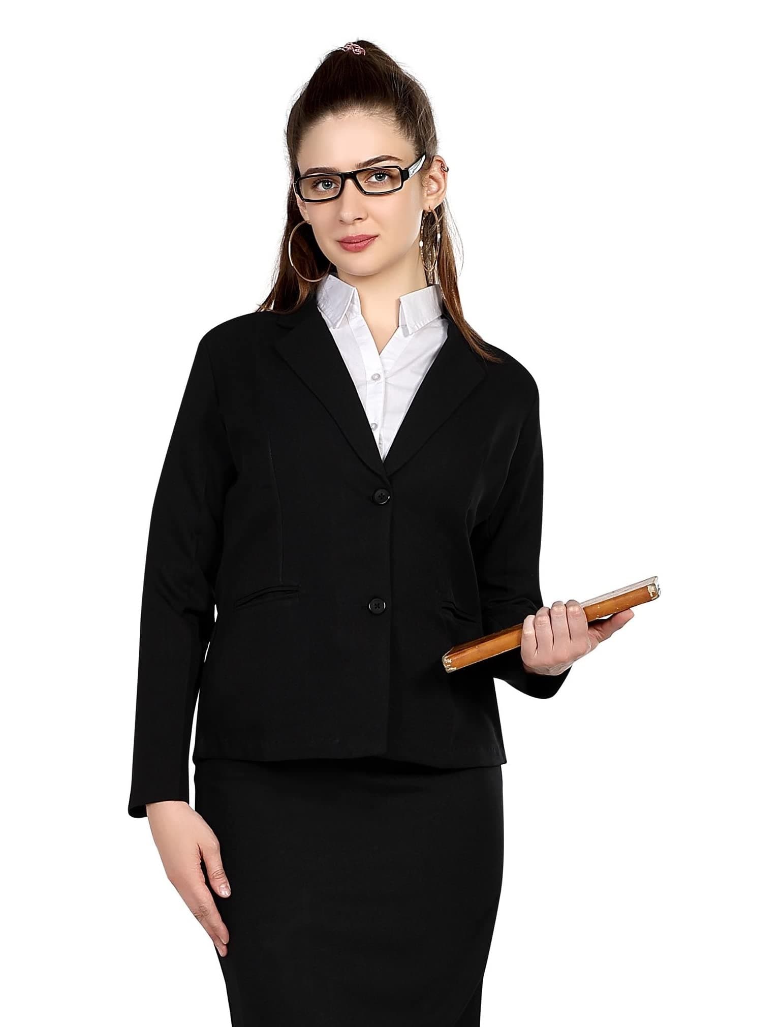 Women's Single Breasted Formal Blazer Black