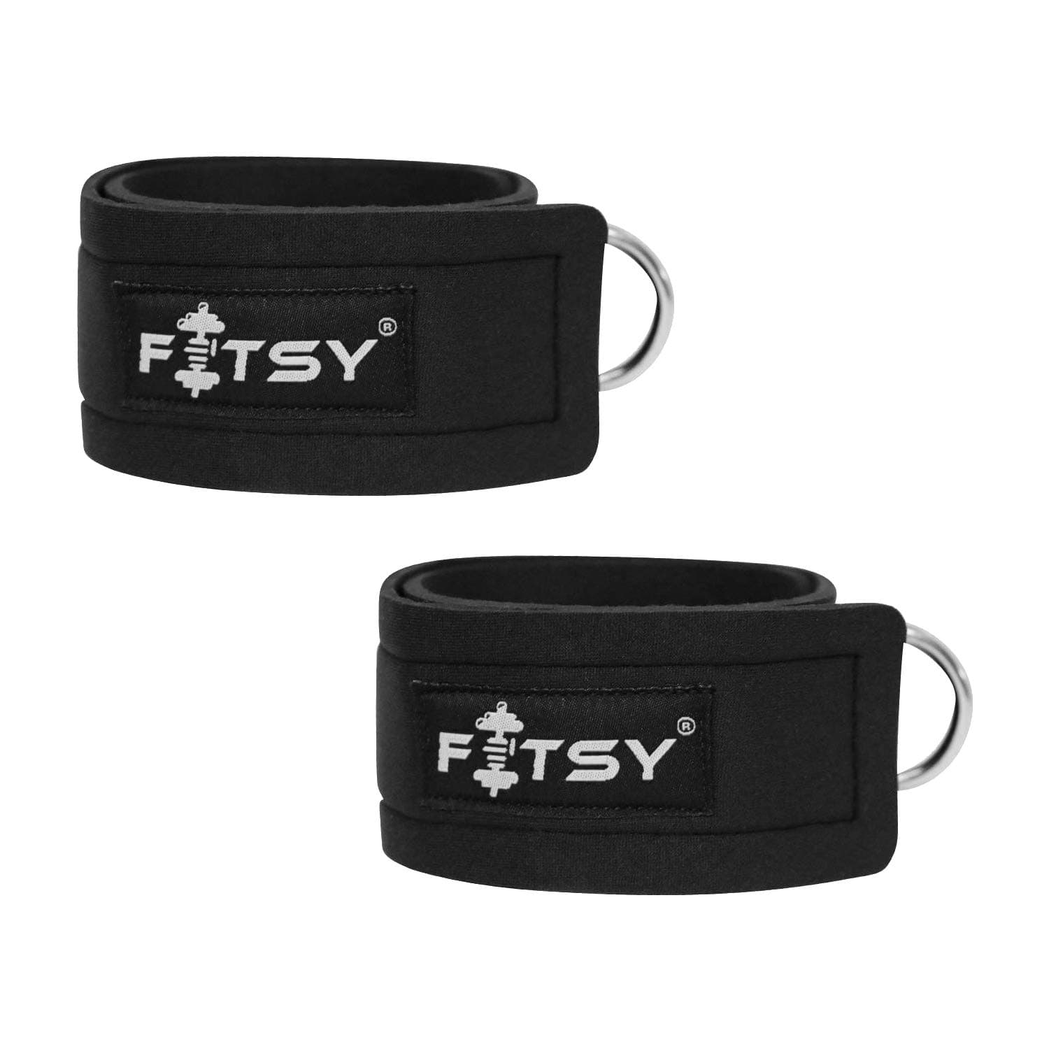 Fitsy Adjustable Padded Ankle Straps for Cable Machine Gym Attachment, Legs, Butt, Glute Workout Exercises for Men and Women, Pack of 2 (AR3083X2) - Black