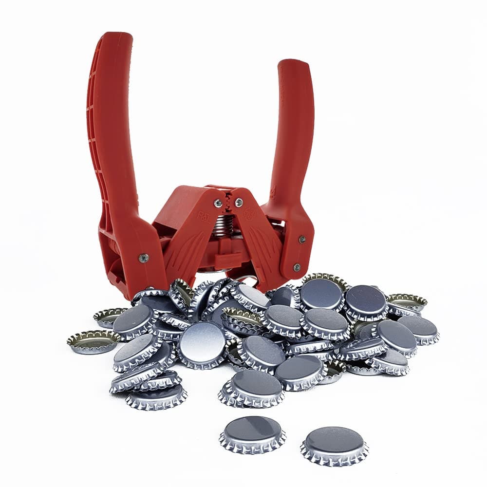 Red Bottle Capper with Silver Crown Oxygen Barrier Beer Bottle Caps (144)