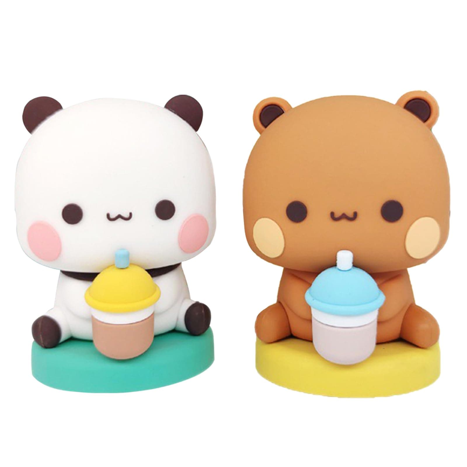 2 PCS Bubu and Dudu Bears Car Dashboard Decorations, Cute Cartoon Statue Bears Panda Figurine Office Desk Decor for Decor Accessories Tabletop Ornaments Gifts (A)