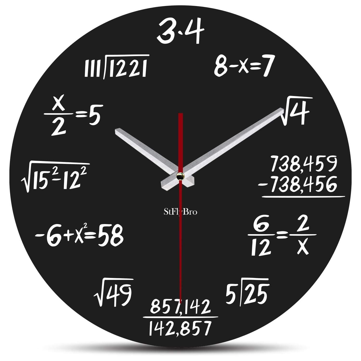 No Ticking Math Wall Clock Solution of Equation is Equal to Time Unique Wall Clock Mathematics Teacher Gift