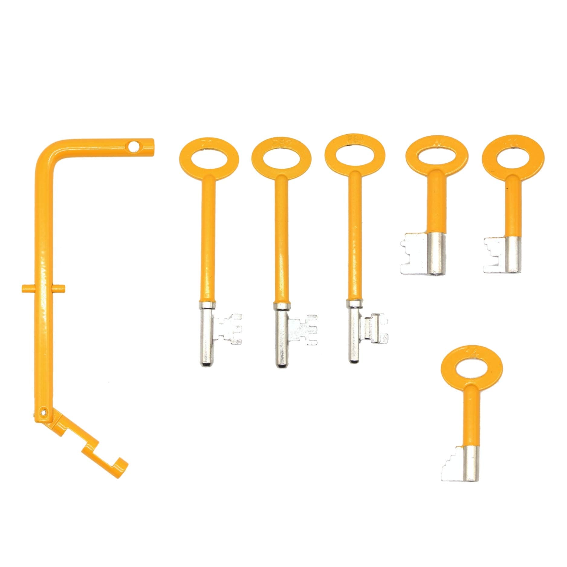 FBL Fire Brigade Master Key Set 3 FB1, FB2, FB4, FB, FB11, FB14 + Drop Key 1 Keys Hi Vis Yellow