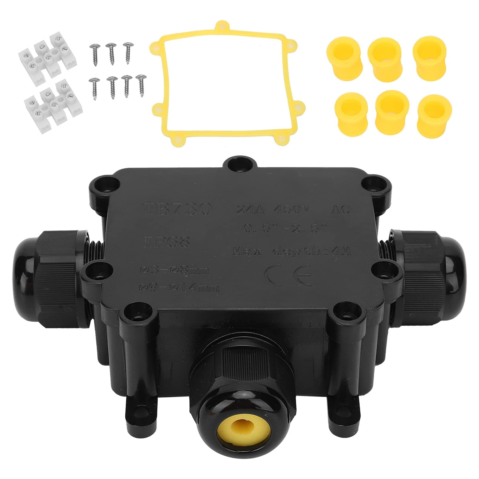 Waterproof Junction Box 3 Way Outdoor Electrical Cable Connector Underground Wire Weatherproof Case Watertight Enclosure Plastic Boxes