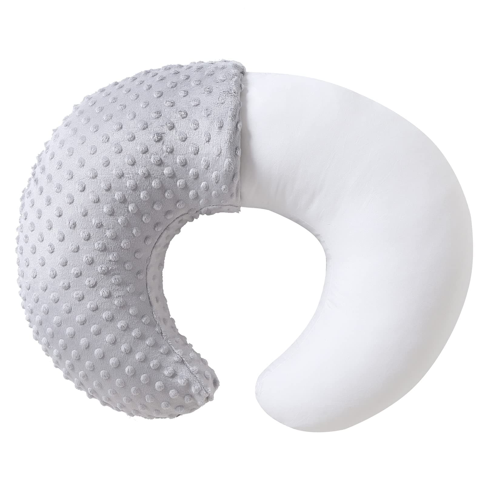 Nursing Pillow and Positioner, Breastfeeding, Bottle Feeding, Baby Sitting Support with Removable Ultra Soft Cover, Tummy Time Support for Baby Boys and Girls (Gray)