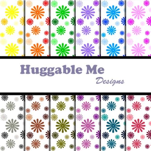 Multi-Color Flowers Scrapbook Paper in Digital Format on CD