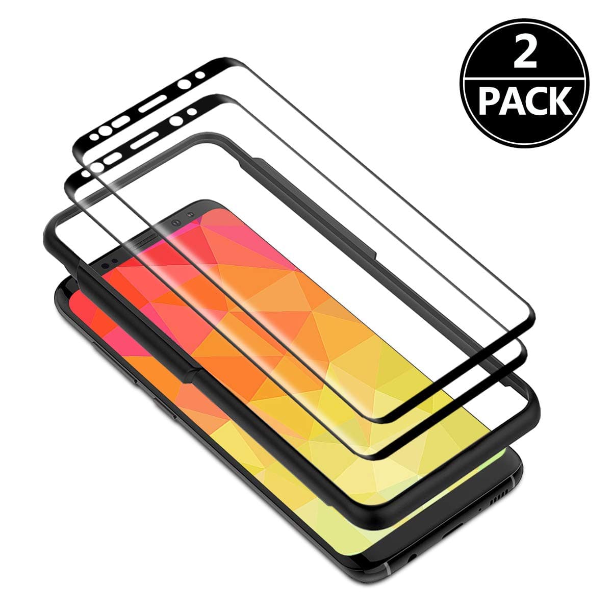 LXIAN S9 plus Screen Protector (2 Pack), [3D Curved] [Full Screen Coverage] [Scratch Resistance] [Easy-install] Tempered Glass with Alignment Frame for Samsung Galaxy S9 plus