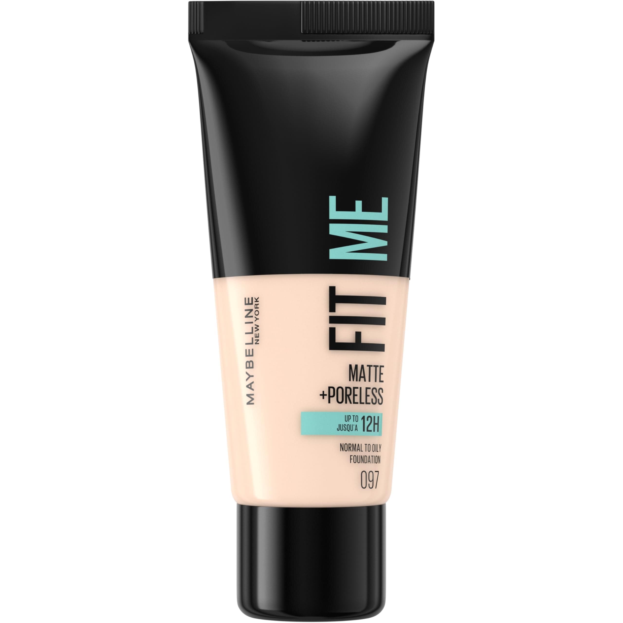 Fit Me Foundation, Medium Coverage, Blendable With a Matte and Poreless Finish, For Normal to Oily Skin, Shade: 097 Natural Porcelain, 30ml