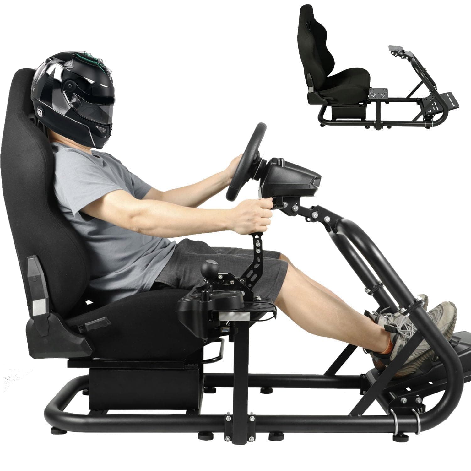 Dardoo Racing Simulator Cockpit with Comfortable Seat Compatible with Logitech G25 G920 G923, for Thrustmaster T300RS, for Fanatec, Adjustable Steering Wheel Stand,Not Included Shifter,Wheel & Pedal