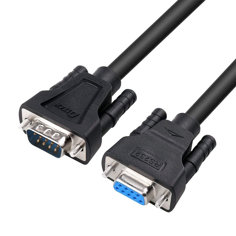 DTECH DB9 9 Pin Serial Cable 1.5ft Male to Female RS232 Straight Through（0.5m, Black）