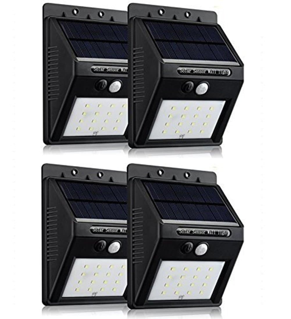 Waterproof Solar Sensor Light, Beyda 16 LED Outdoor Solar Powered Motion Sensor Lamp Security Wall Lights for Patio,Deck,Yard,Garden,Path,Home,Driveway,Stairs,Wall,Fence (Black - 4 Pack)