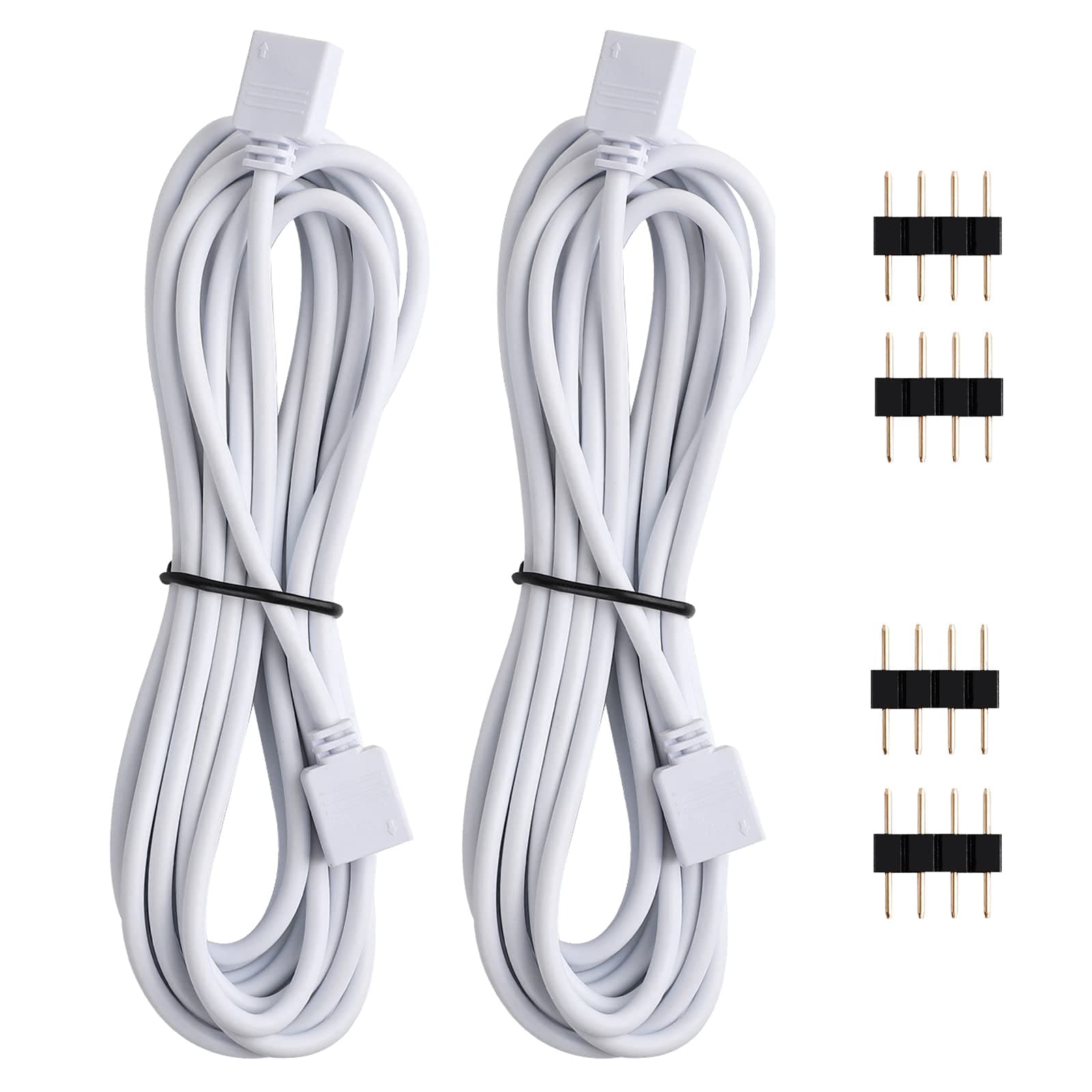 SUPERNIGHT 2 Pack 3 m 9.9 ft RGB LED Extension Cables 4 Pin Strip Jumper Cables Wire Solderless with 4 Male Pin LED Connectors for 5050 3528 2835 RGB LED Strip