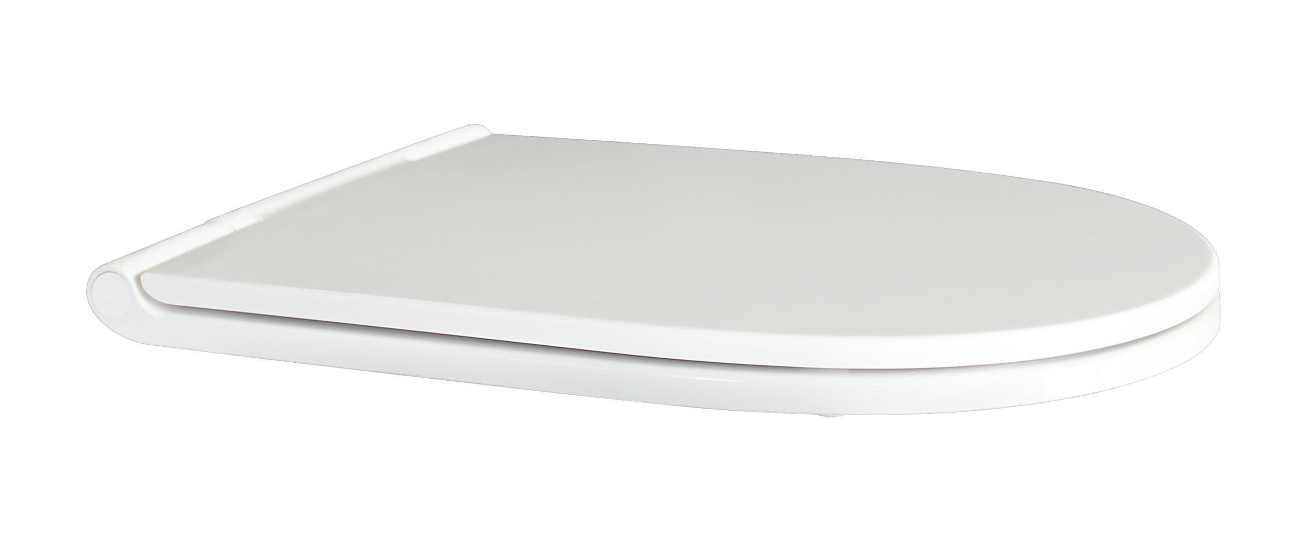 White Replacement Slow Soft Close SLIM Toilet Seat D Shape Heavy Duty Quick Release Top Fix Chrome Metal Hinges