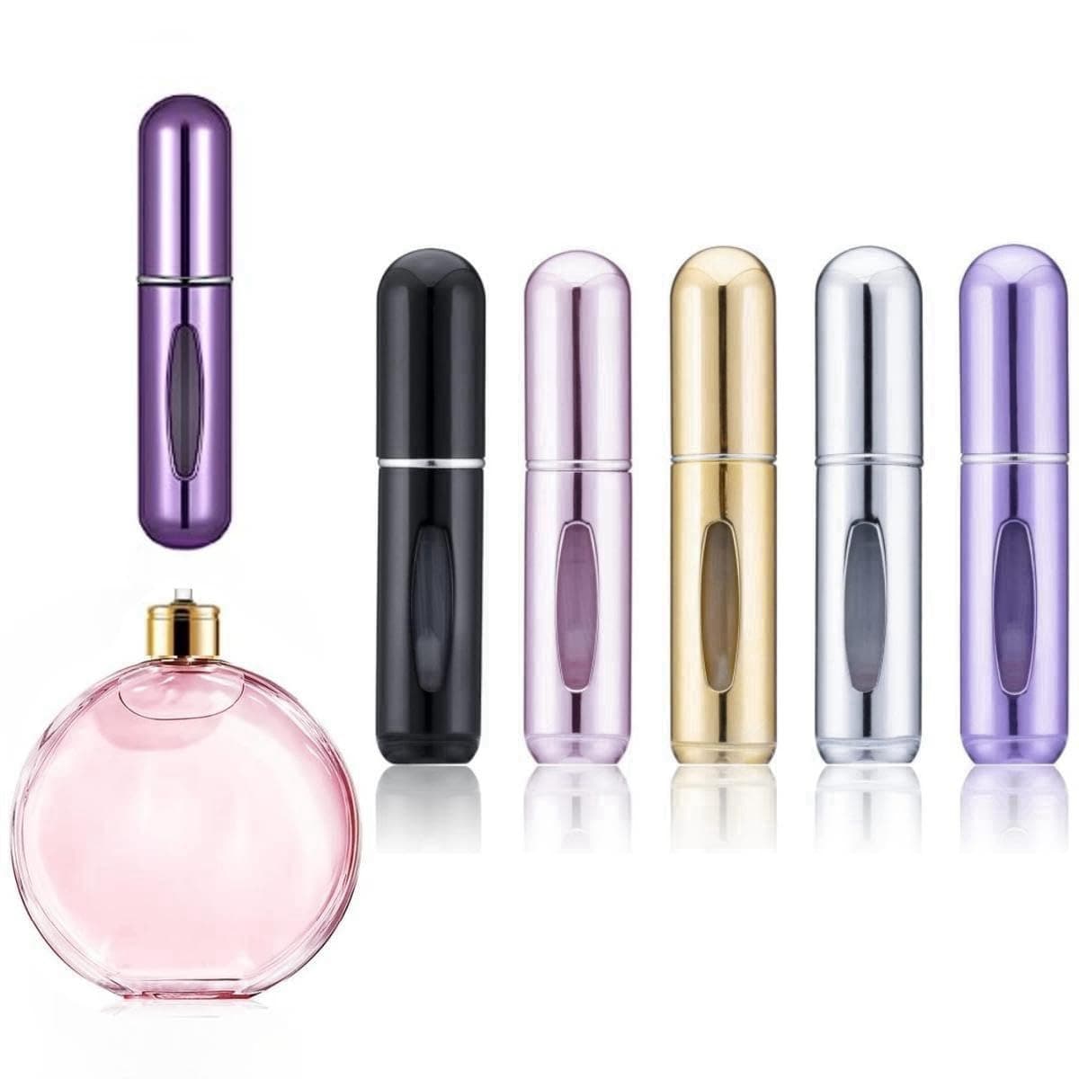 Travel Mini Refillable Perfume Bottle Atomizer Portable Spray Bottles Atomizer Dispenser Fragrance Atomizer, Leakproof Refill Pump Case for Traveling and Outgoing Accessories 5 Pack 5ml/0.2oz