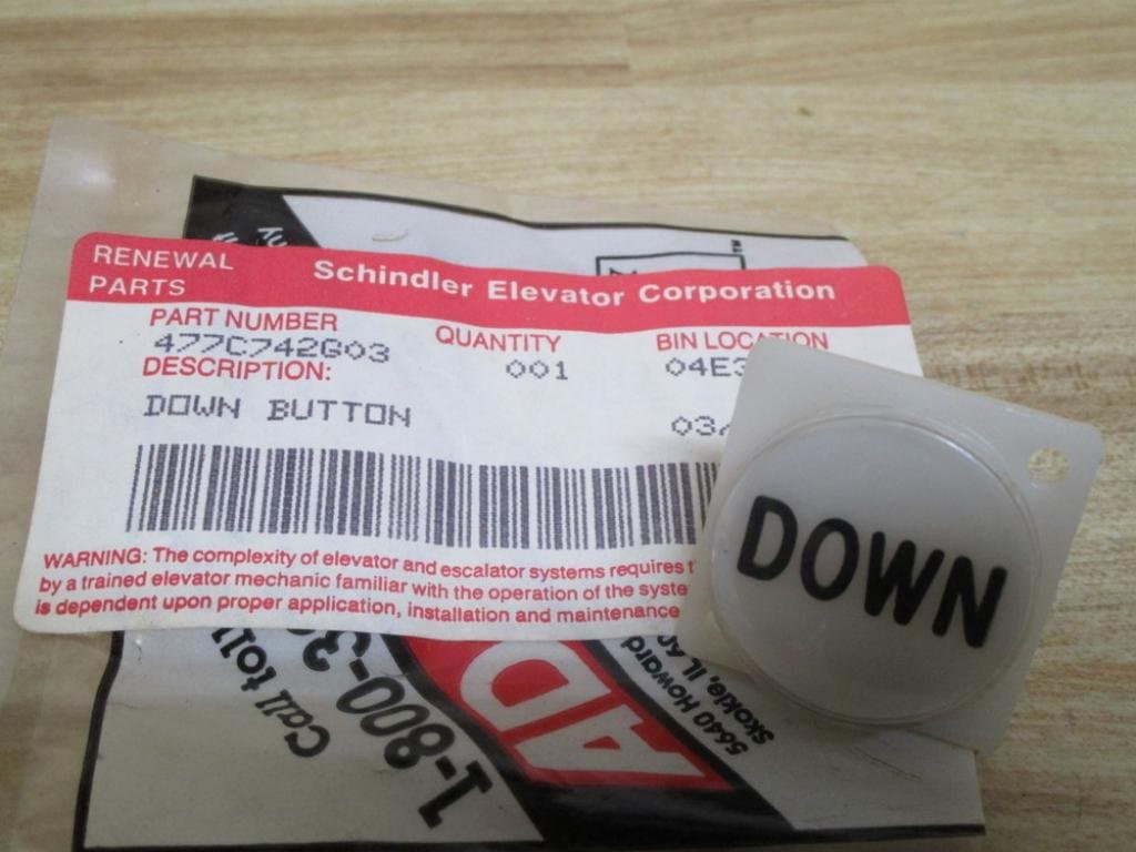 Schindler Elevator 477C742G03 Button