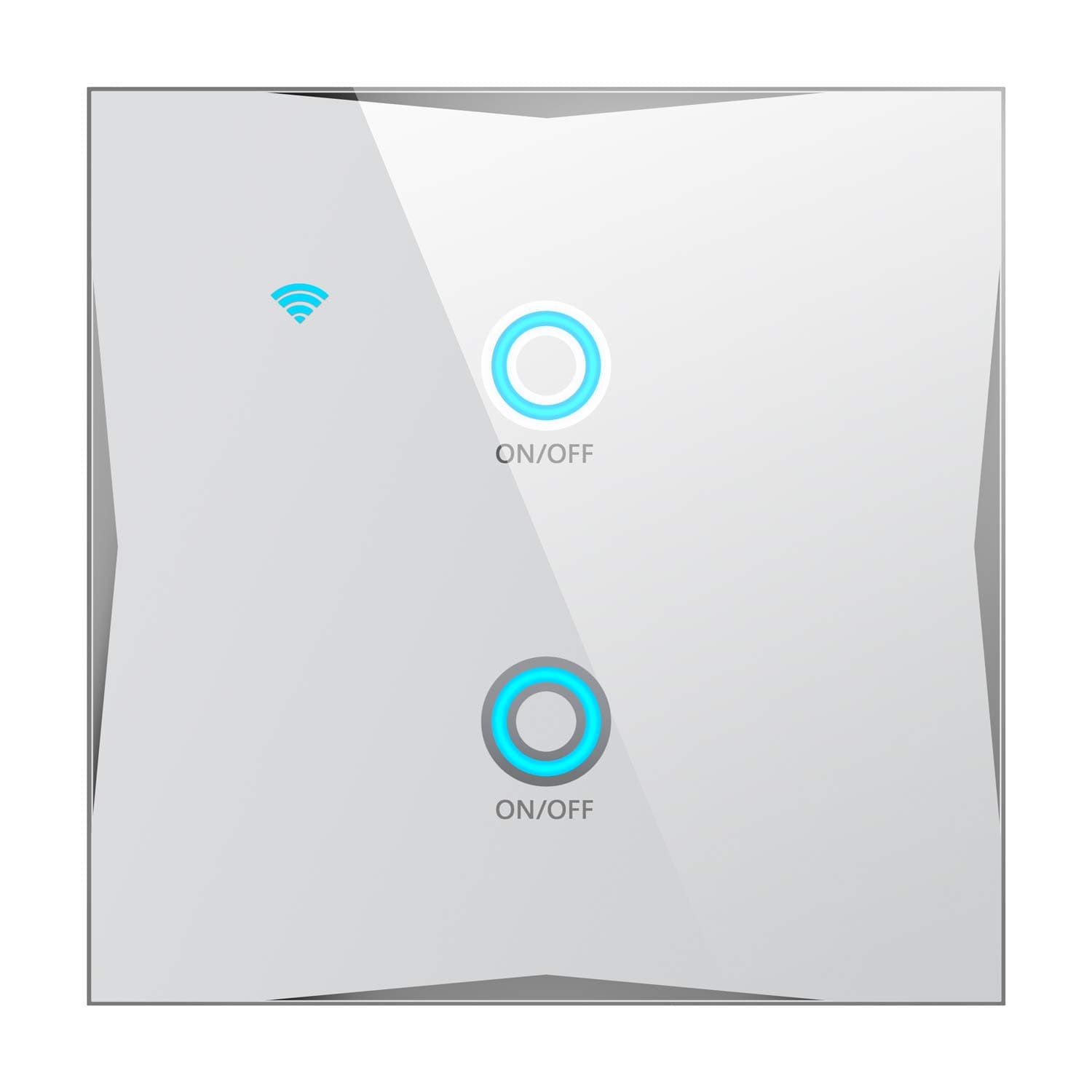 WiFi Smart Wall Light Switch, Compatible with Amazon Alexa, Google Home, IFTTT, App and Voice Control, Touch Tempered Glass Panel, No hub Required (Need Neutral Wire) (2 Gang 1 Way, White)