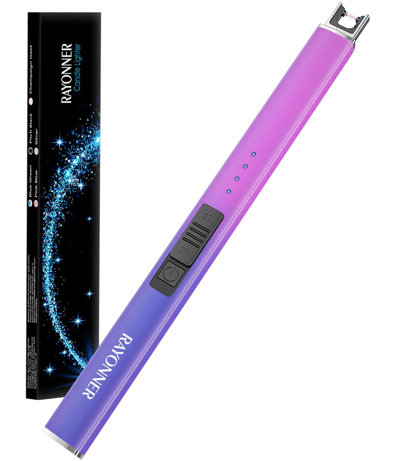 RAYONNER Electric Arc Lighter Windproof Rechargeable USB Candle Lighter (Pink/Violet Gradient)