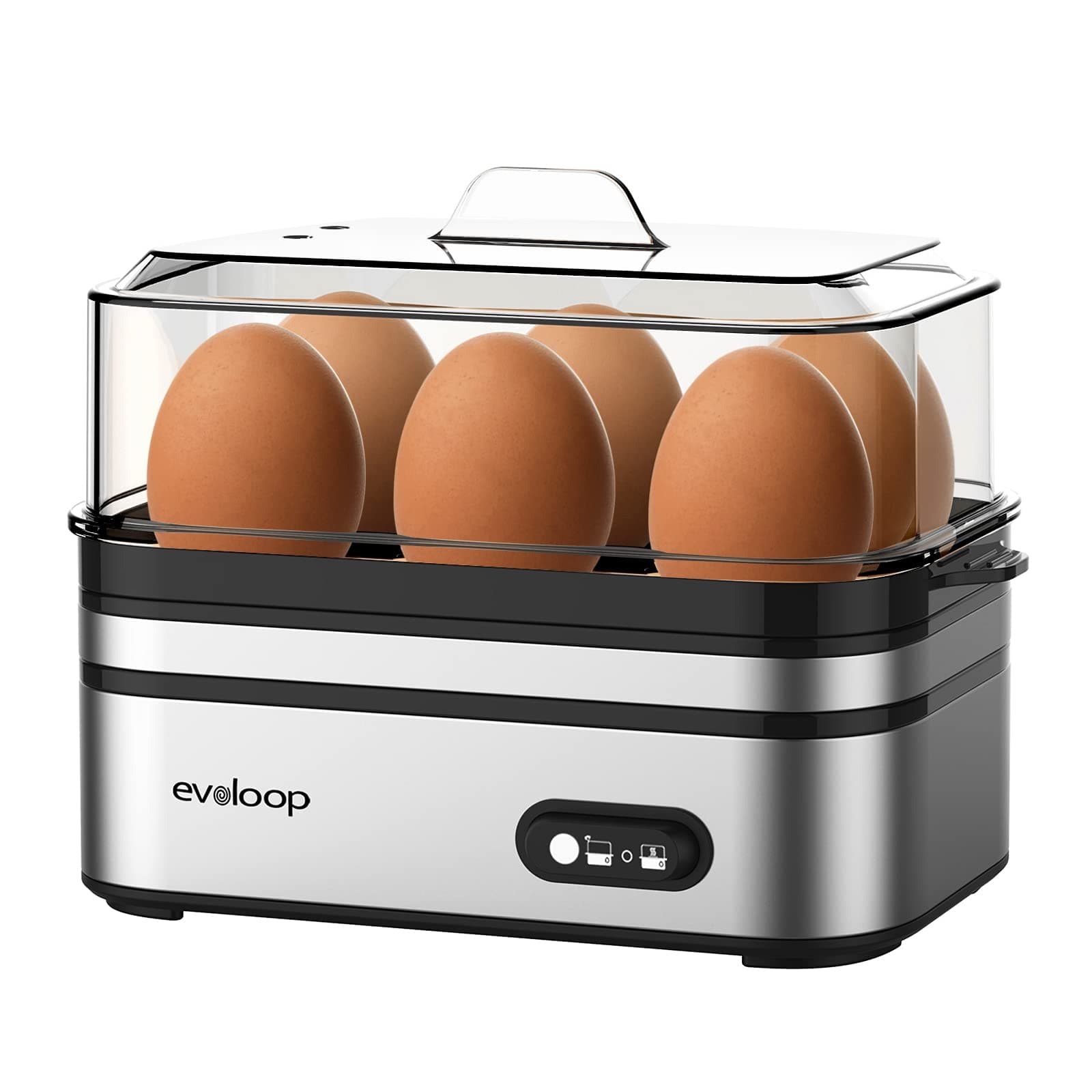 Electric Fast Egg Cooker, 6 Egg Capacity, Soft, Medium, Boiled, Egg Poacher with Auto Shut Off, BPA Free