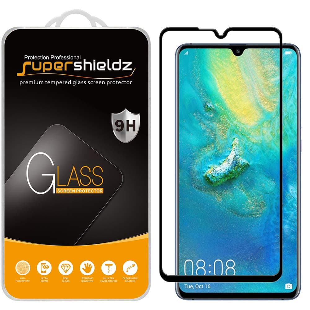 (2 Pack) Designed for Huawei (Mate 20 X) Tempered Glass Screen Protector, (Full Screen Coverage) Anti Scratch, Bubble Free (Black)
